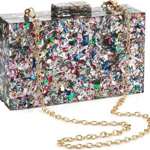 Acrylic Purses and Handbags for Women Multicolor Perspex Geometric Patterns Box
